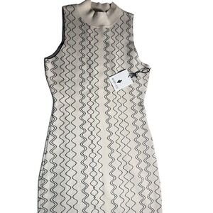 Whiteroom + Cactus Womens Mock Neck Sleeveless Knit Wavy Geometric Dress‎ Medium